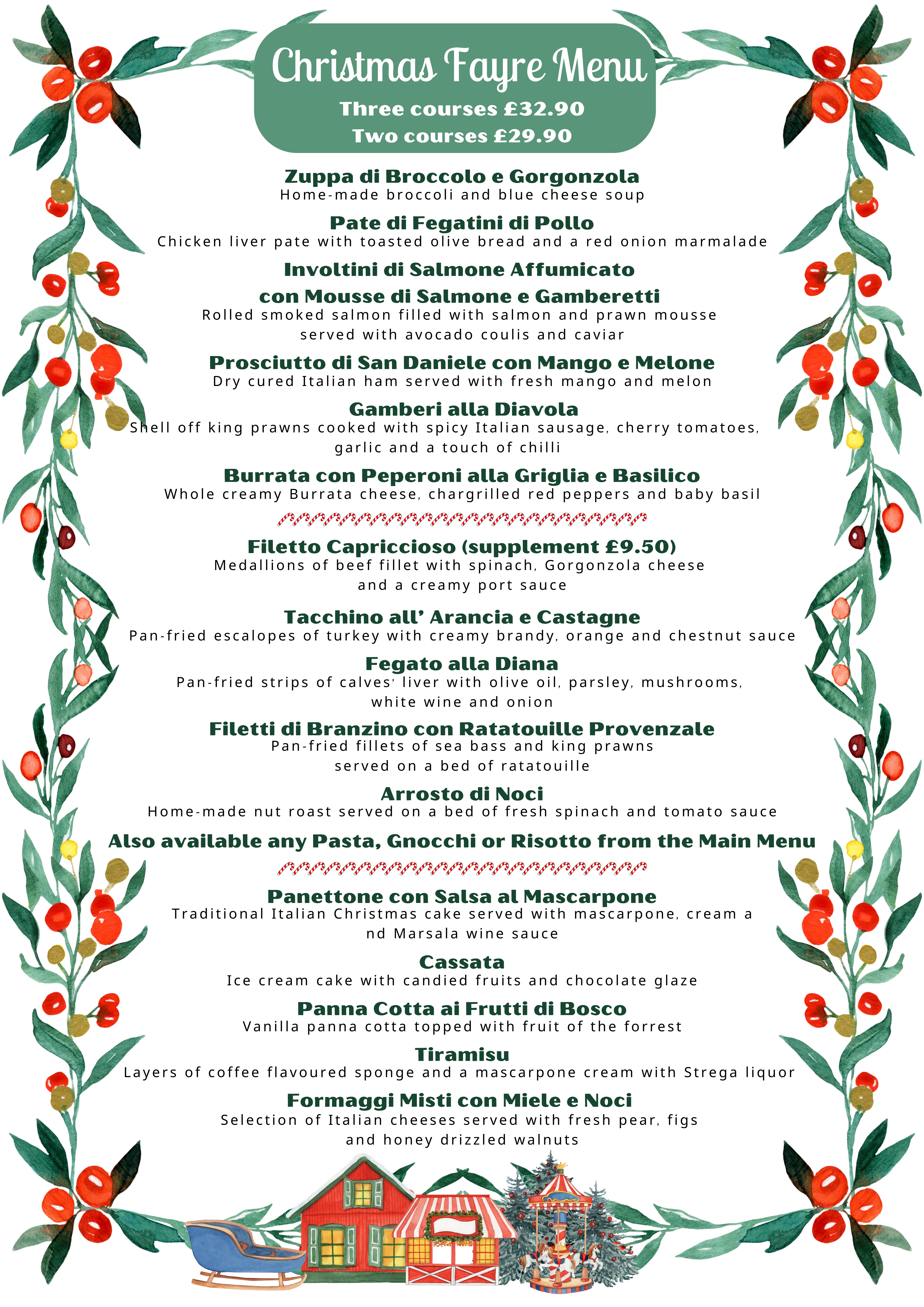 Christmas Fayre Menu